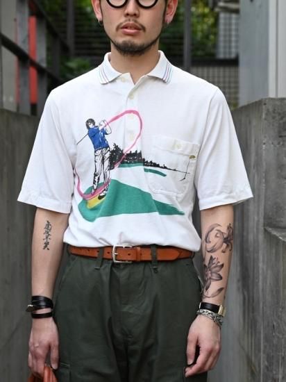 1990's Vintage Cut-sew Polo Shirt "Golf"