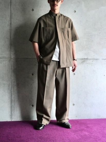 "MONK CUSTOM"
1980's Vintage Summer Set-up, Mao-collar Short Sleeves Shirt & Trousers