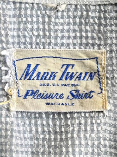 1950~60's Vintage MARK TWAIN Seersucker Cloth Open-collar 1950~60's Vintage MARK TWAIN Seersucker Cloth Open-collar
