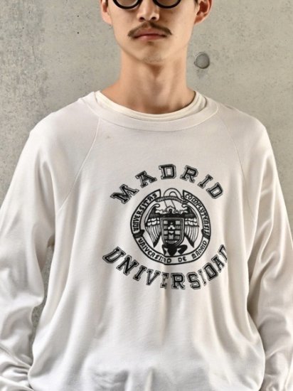 1980's Vintage College Sweat 
"MADRID UNIVERSIDAD" / WHITE