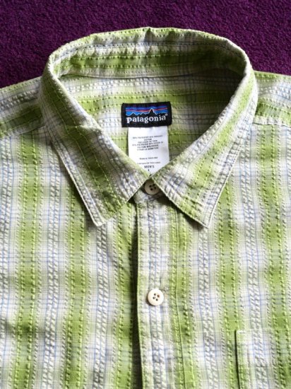 2000~10's patagonia 
Organic Cotton Brend S/S Shirt,
Shadow Check Seersucker Cloth