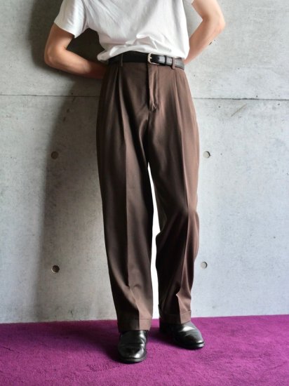 1980's Vintage RalphLauren
Light Wool Serge Trousers BROWN / Made in USA.