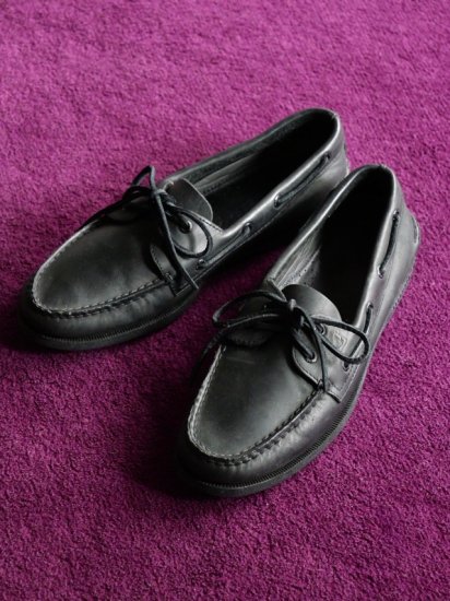 TOP SIDER Black Leather Deck Shoes