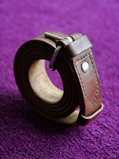 1970's Vintage Rumanian Miltary Leather Belt BROWN
