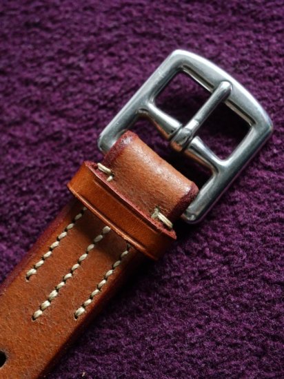 Nepenthes Leather Belt / BROWN & SILVER / Made in ENGLAND.