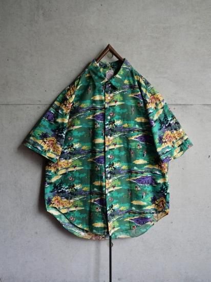 1980~90's Vintage BrooksBrothers S/S Shirt / GOLF Printed Cotton Cloth (Imported Fabric)