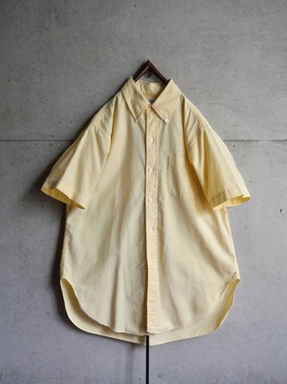 1960~70's Vintage BrooksBrothers S/S Shirt / Yellow Light Cotton Oxford, Polo-collar