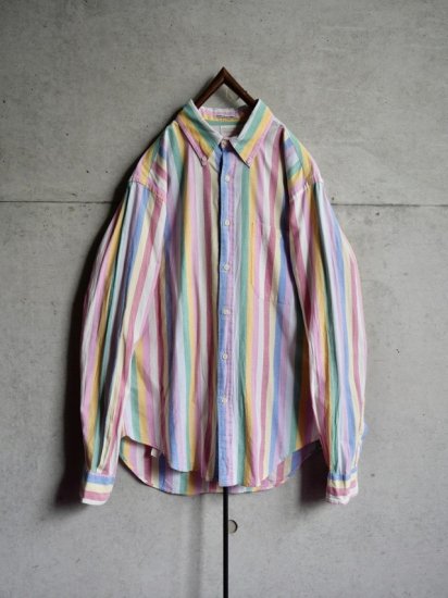 1980's Vintage BrooksBrothers "BROOKSGATE"
 / Indian Cotton Madras Color Stripes Shirt