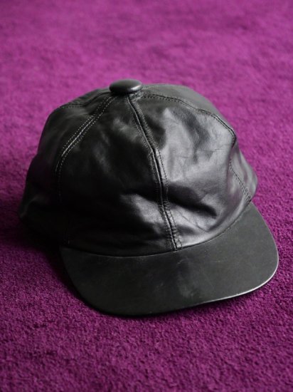 1990's Vintage Black Leather Cap
"Made in USA"