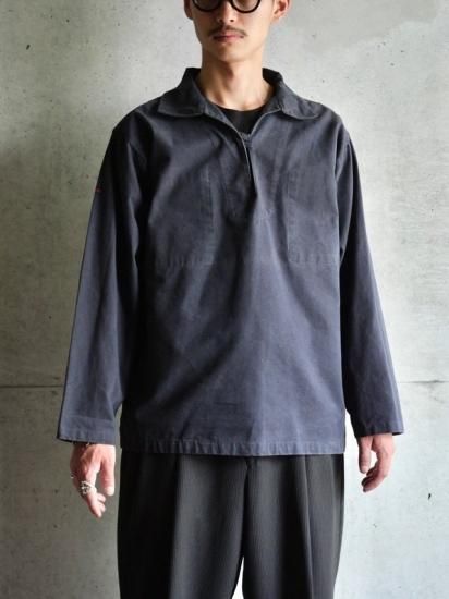 1990's French Fisherman Cotton Smock Blue-Black