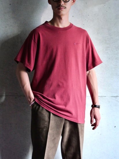 1990's NIKE Swoosh T-shirt / fade RED