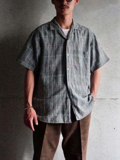 1980's Vintage KAID
Open-collar S/S Shirt / Indian Cotton Cloth