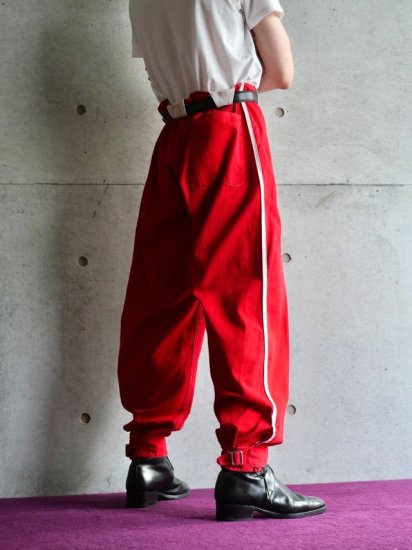 1940's~ Vintage Game Pants, Red&White Cotton Twill Cloth