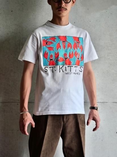 1990's Vintage Printed T-shirt "St.Kitts West Indies" / Made in USA.
