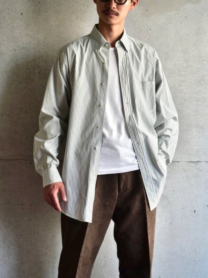 1990~00's BrooksBrothers
Olive&White Stripe Broad Polo-collar Shirt