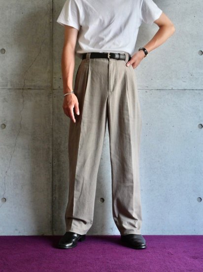1990's NORTHWOODS Linen&Cotton 2tucks Trousers