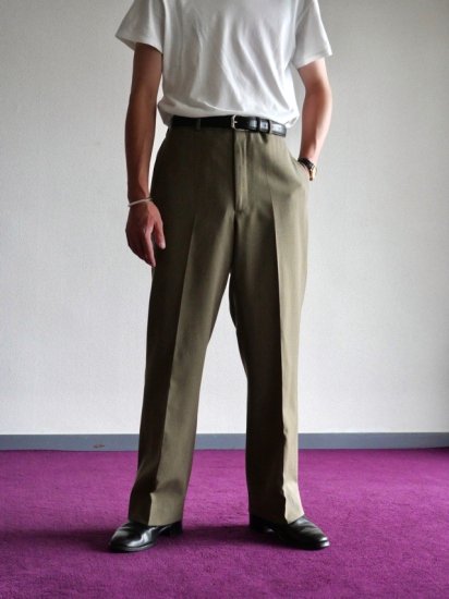 1970~80's Vintage L.L.Bean Wool-gabardine & Leather-piping Trousers