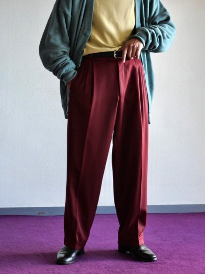 1980's Vintage VanDykes 4tucks Trousers
Made in Canada. / Burgundy / Front Double-cuffs