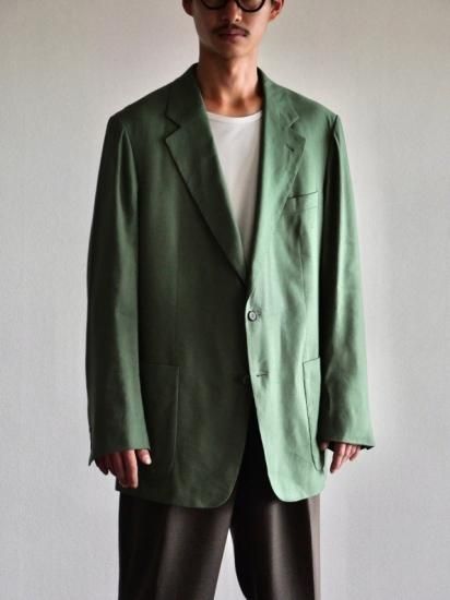 1980's Vintage Burberrys'
Linen & Viscose(Rayon) Tailored Jacket
Made in West-Germany. / GREEN