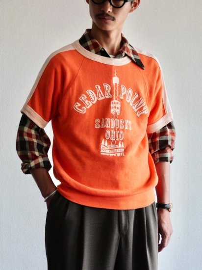 1960's Vintage Short-sleeves Sweat Shirt "CEDAR POINT SANDUSKY OHIO"