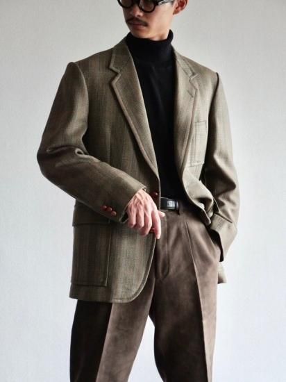 1983's Vintage Canadian Tailored  Jacket Herringbone Wool / Chest Patch Pocket
