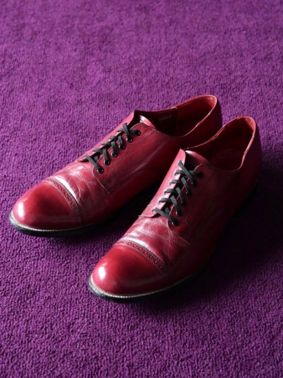 1980~90's STACY ADAMS Straight-tip Leather Shoes "Cherry Red"