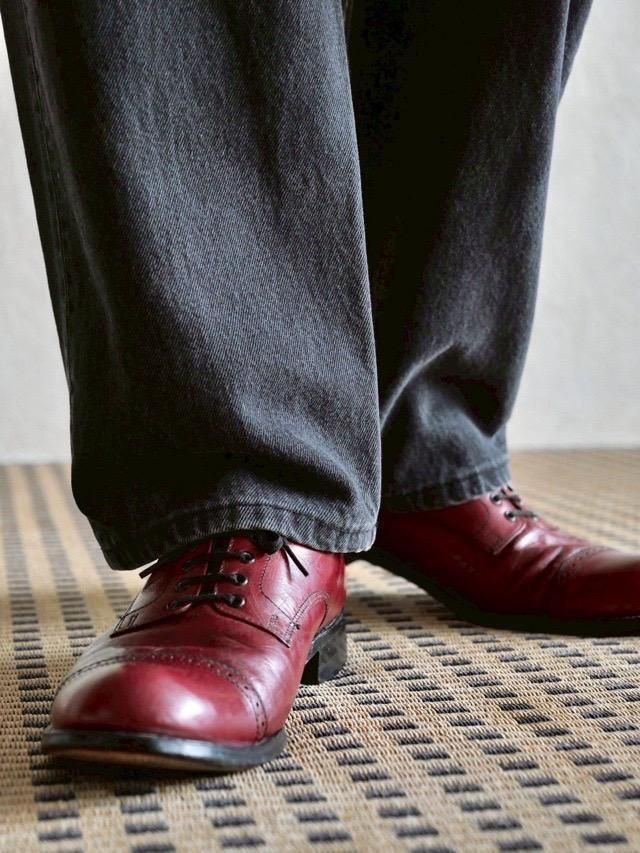 1980~90's STACY ADAMS Straight-tip Leather Shoes "Cherry Red"