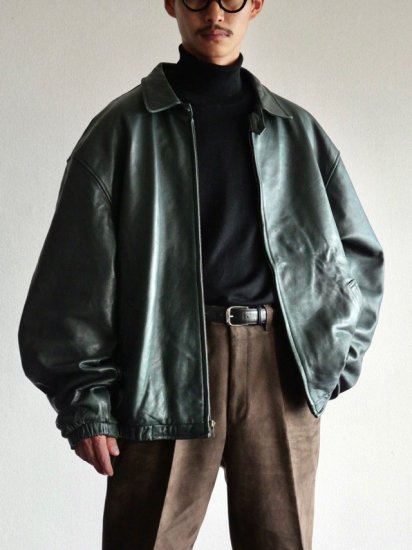1990's Vintage WYNBROOKE Sheep Leather Blouson / Viridian Green