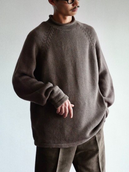 00's J.CREW Roll-neck Knit Sweater 100% Cotton / Grayish Brown