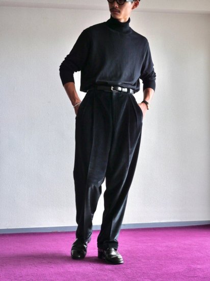 1990's Vintage TALLIA UOMO Black Velours Trousers / Made in USA.