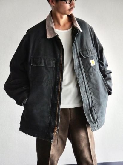 1990's Vintage Carhartt Worker's Duck Half Coat / Black