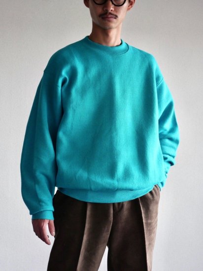 Turquoise / size LDEADSTOCK 1990's Vintage Fruit of the Loom, 50:50 Sweat Shirt / Made in Canada. 