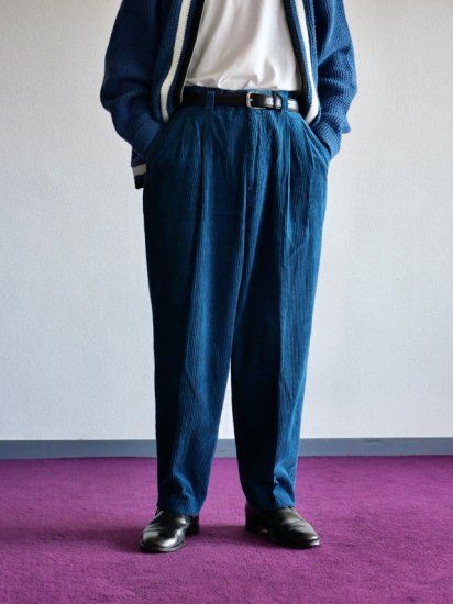 1990's Vintage SPARKLE Wide-wale Corduroy Trousers "Cyan"