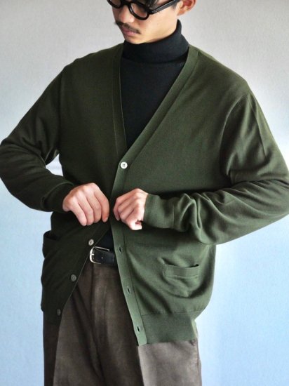 BrooksBrothers Knit Cardigan super140's Italian Merino Wool / OLIVE