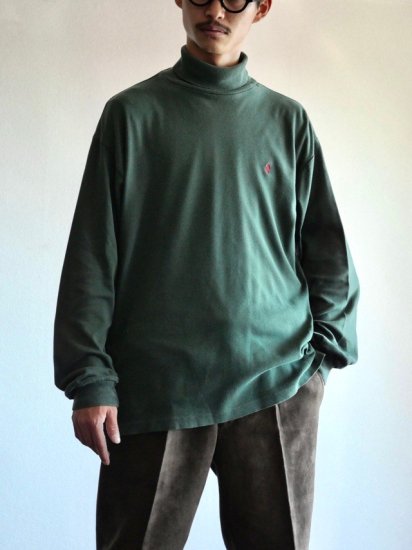 1990's Vintage "RalphLauren" Turtle-neck Shirt / Green