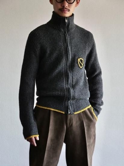 1960's Vintage USA Anonymous Drivers Knit Wool & Acrylic Waffle / CharcoalMustard