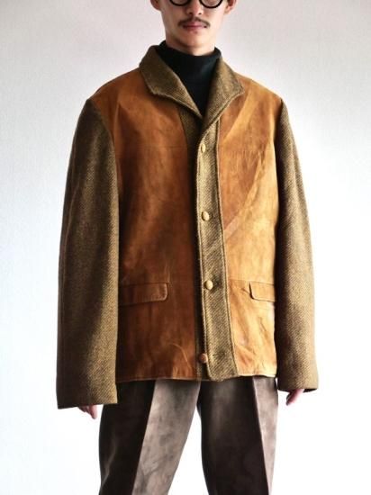 1960~70's Vintage CRESCO Tweed&Nubuck Switched Jacket