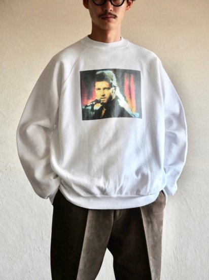 1980~90's Vintage Printed Sweat Shirt "Unknown Singer" / 50:50 / Made in USA.