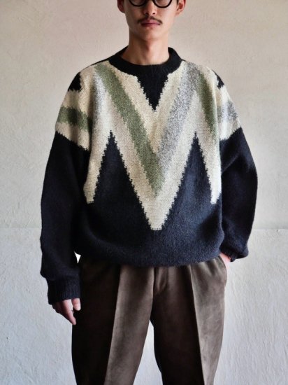 1960's Unknown Zig-Zag Switched Knit Sweater
