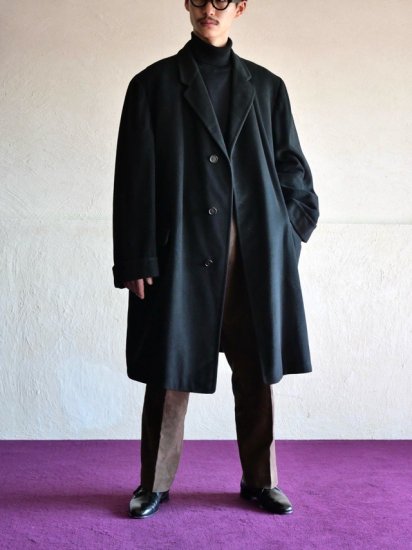 1960~70's RICHMAN BROTHERS 100% Pure Cashmere Chesterfield Coat, BLACK