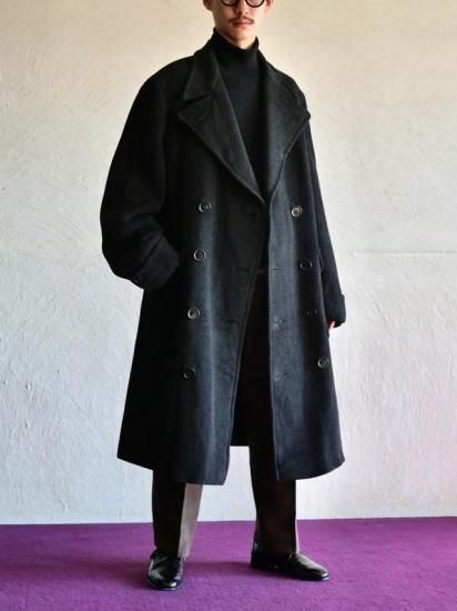 1940s England Vintage "Hodges&Sons" Herringbone Wool Great-Coat