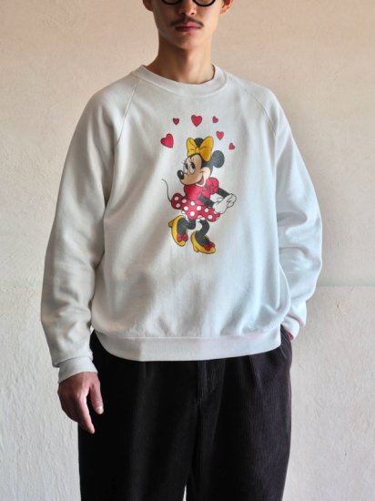 1980's Printed Sweat Shirt "MINNIE MOUSE" Disney Official Design / Made in USA.