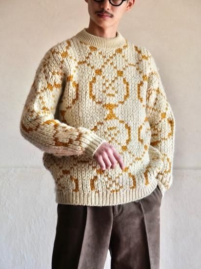 トップス Vintage wool knit Vintage PriKnit Sweater Mens X-Large 42 Orange Zip Up