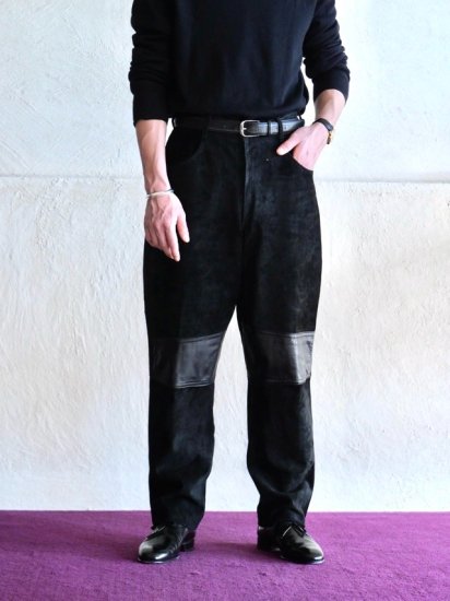 1990's Euro Vintage Black Leather&Suede Pants