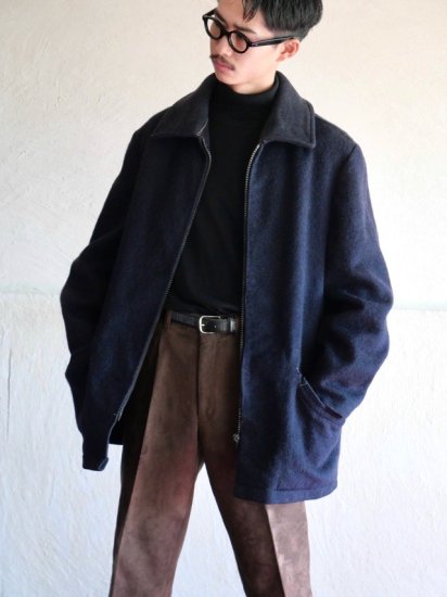 1950's Nederland Vintage "Biesot Leiden"
Boiled Wool Cloth Sports Jacket, NAVY