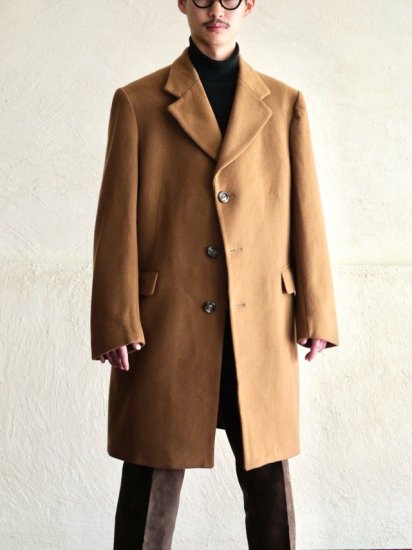 1970's UK Vintage GUARDS Chesterfield Coat "CROMBIE" Pure Wool Heavy Cloth