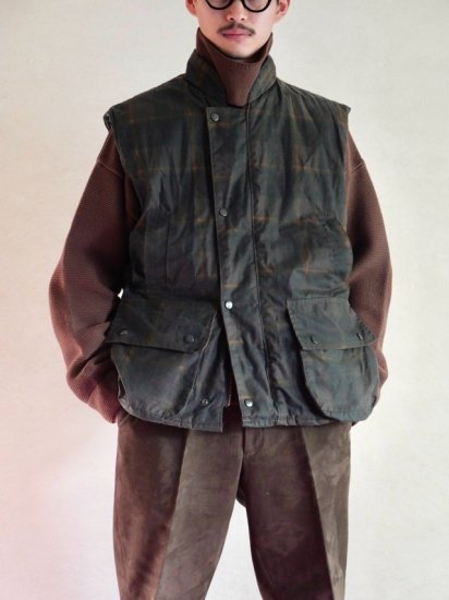 1990~00's BLARNEY Waxed Cotton Hunitng Vest