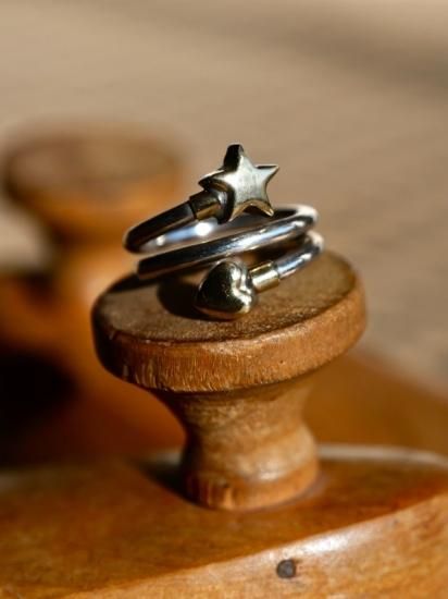 Vintage 925silver Ring  "STAR&HEART"