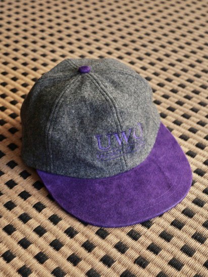 Vintage Woolsuede Cap / "UWO" / Gray & Purple