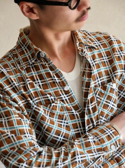 1950~60's POWERHOUSE Printed Cotton Flannel Shirt